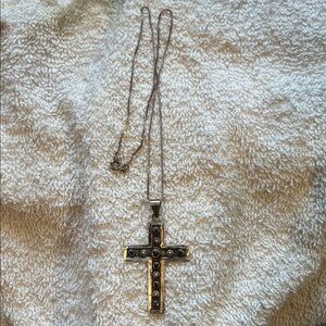 Beautiful Sterling Cross Pendant with Gem Accents